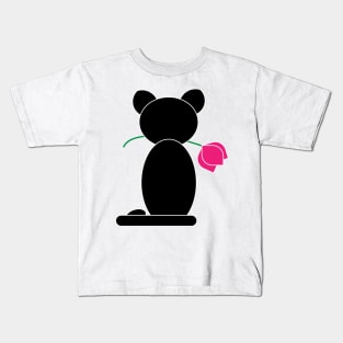 BLACK CAT WITH FLOWER Kids T-Shirt